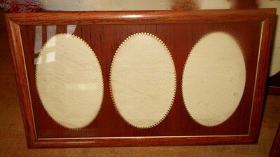 Triptychon Photo frame picture frame in wood with oval passé partout for 3 photos vintage 