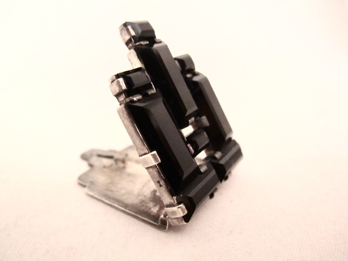 Klipp Silber Art deco schwarz weiß Strass