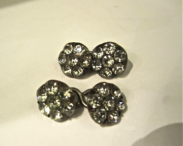 Silber antike Strass Paar Manschettenknöpfe um 1840 Frankreich, antique french silver past cufflinks victorian 19 th century