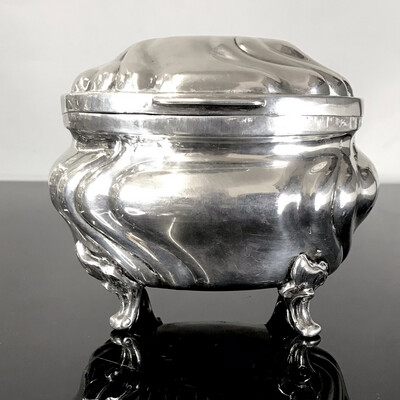 Zuckerdose mit Deckel 800 Silber Deutschland um 1910 im Barock Stil , solid silver German sugar dish bowl with hinged lid