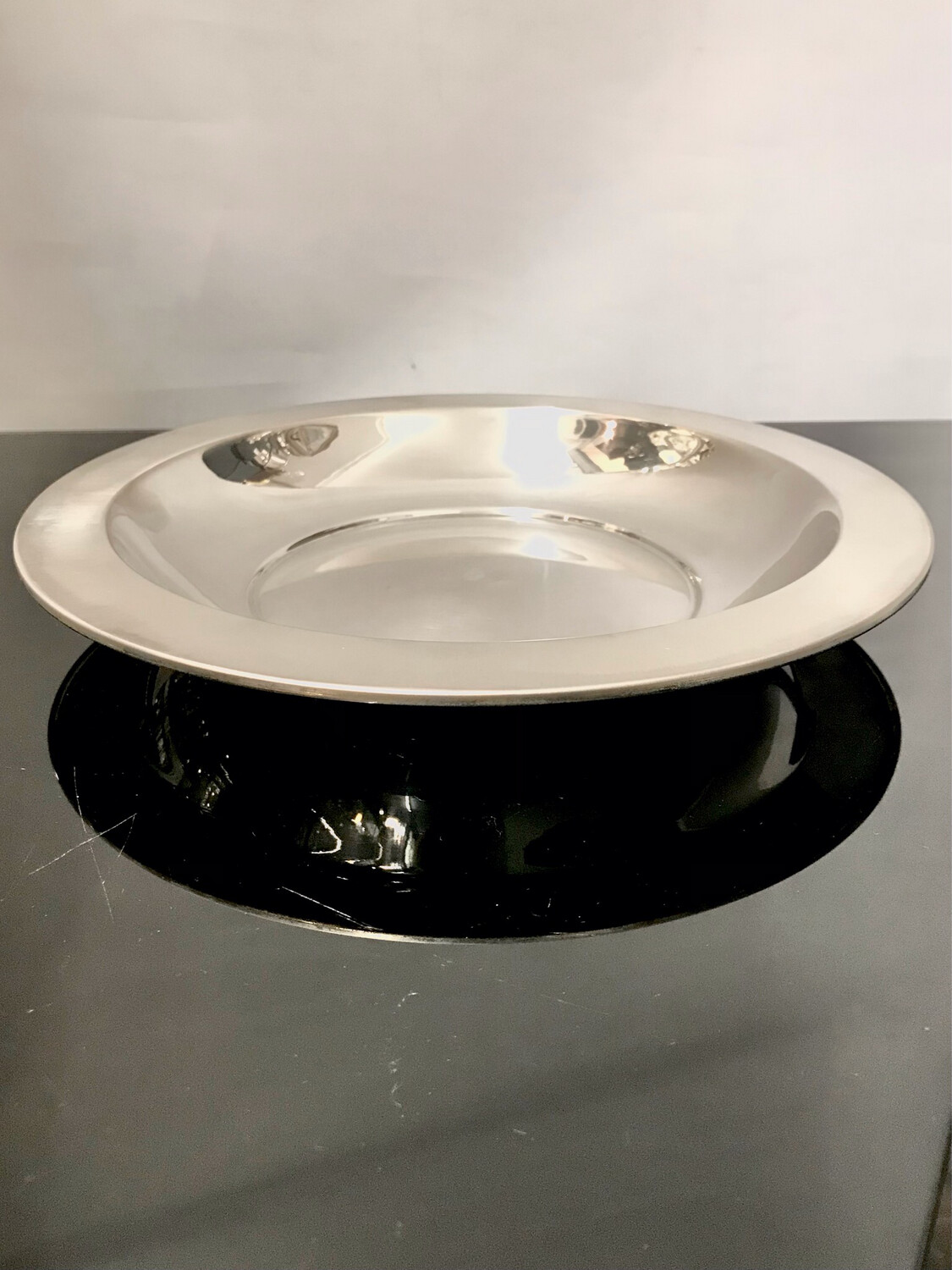 Teller Obstschale 800 Silber Italien 1960 1970 mit Künstler Signatur Midcentury, silver fruit bowl large plate Italy signed designer