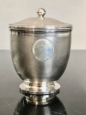 Dose Becher mit Deckel 950 Silber antik 1819-1838 Empire Frankreich, antique silver box or beaker with lid french georgian