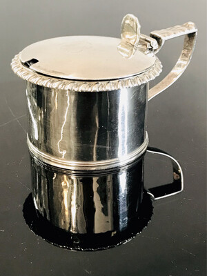 Senftopf 925 Sterling Silber blauer Glaseinsatz England 1822 R.Emes &amp; Barnard, silver mustard pot english blue glass liner