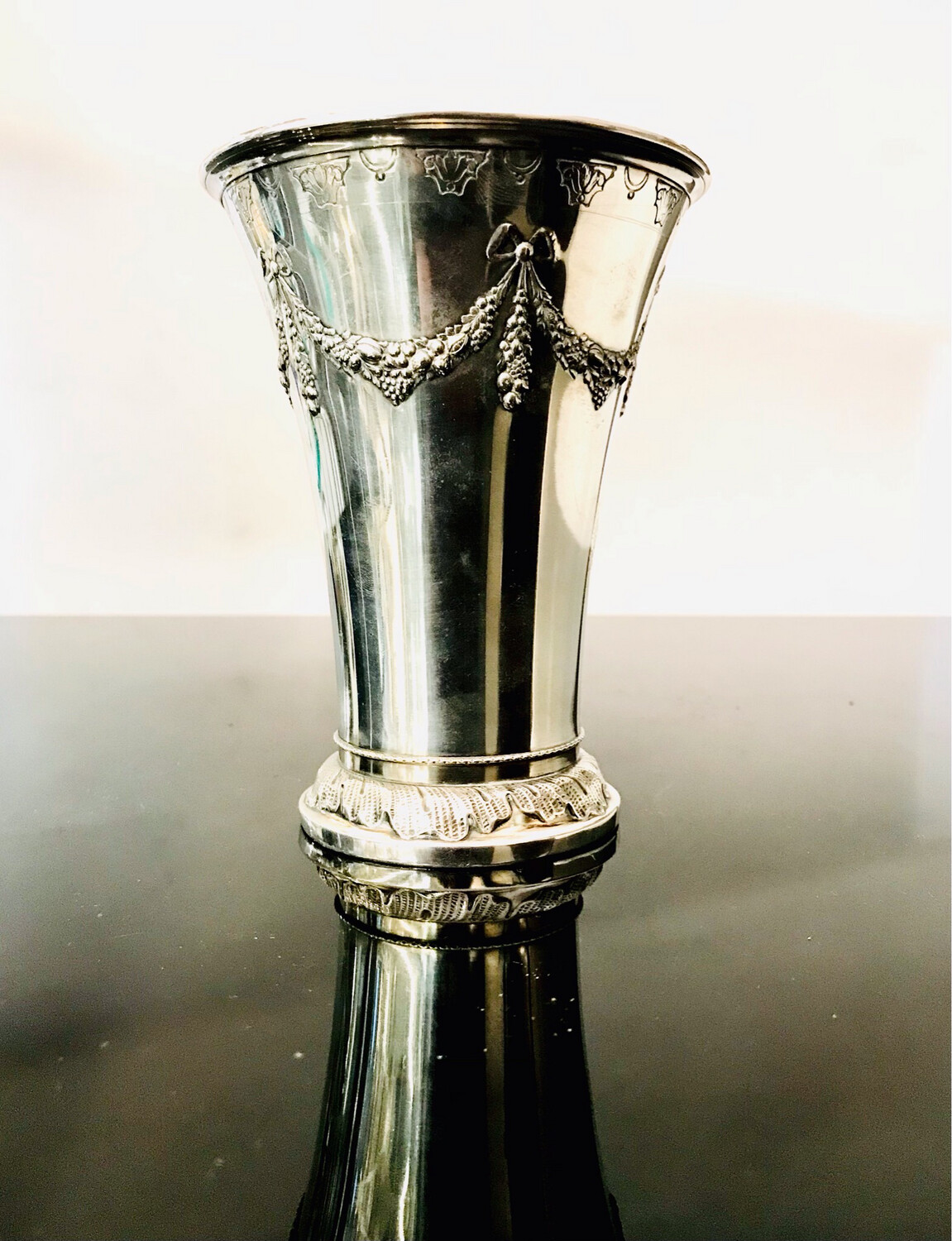 Vase Silber Schweden 1904 Girlanden Dekor, flower vase silver Sweden