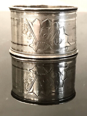 Serviettenring Silber Frankreich um 1900 Initialen MR, silver napkin ring french