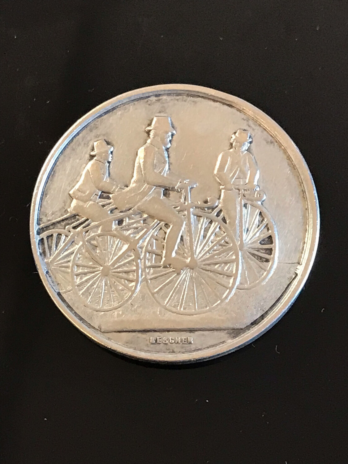 silver cycling medal end of 19th century France 1884 
