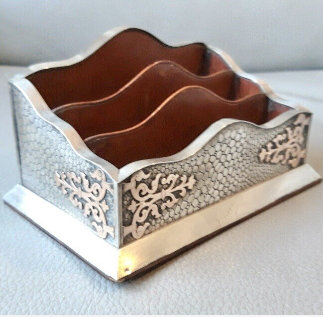 french silver and leather letter holder