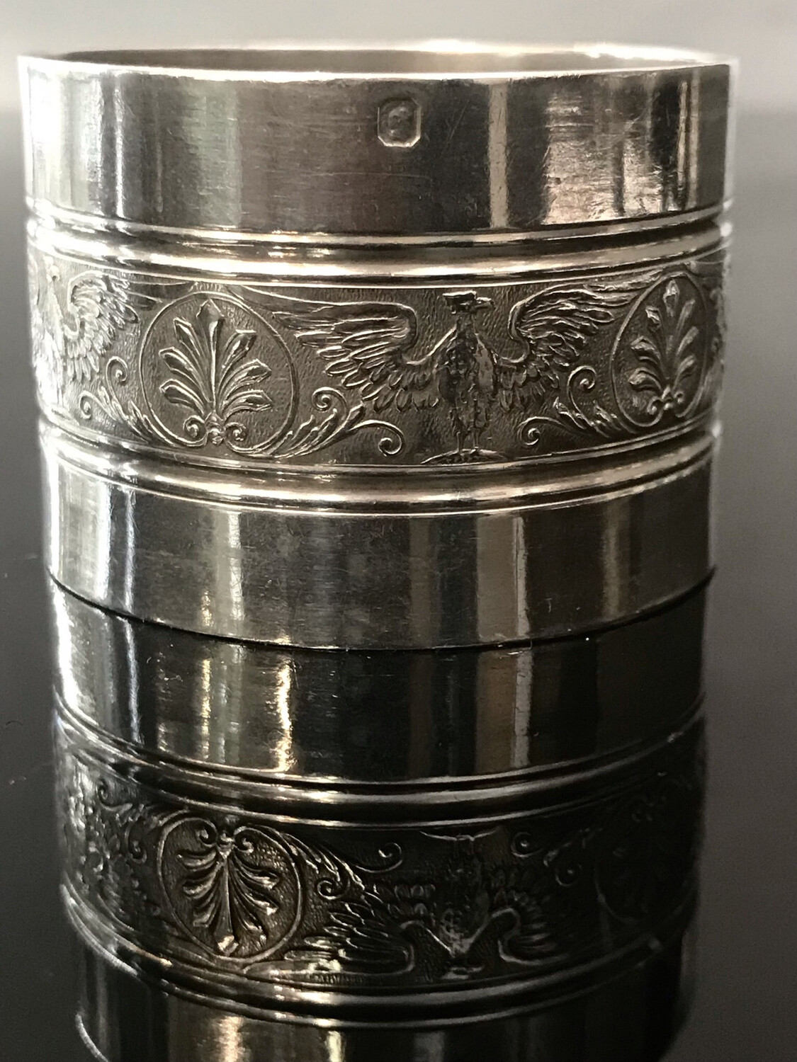 Serviettenring 950 Silber Frankreich um 1900 Empire Stil mit Adler Motiv , silver french napkin ring