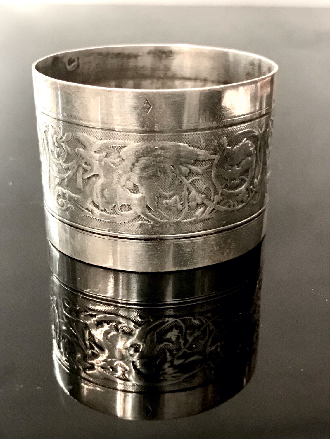 Serviettenring Silber Frankreich um 1900 Chimäre, silver napkin ring art nouveau France