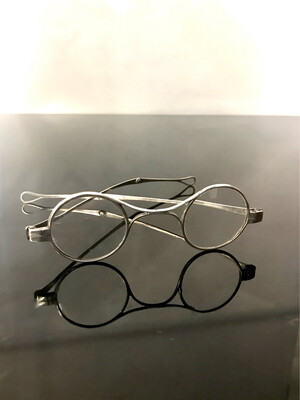 Brille Silber antik Frankreich 1819-1838 runde Linsen Perückenbrille, silver spectacles glasses early 19 th century
