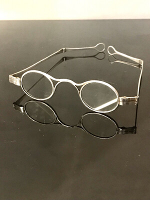 Brille Silber antik Deutschland um 1800 mit original Etui aus Messing, antique silver spectacles glasses German with its brass box