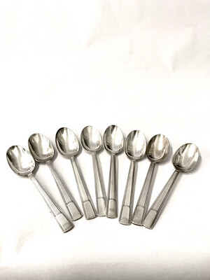 Löffel Kaffeelöffel 8 Stück Christofle Gabon Design Fjerdingstad Weltausstellung 1937 Frankreich Art Deco, 8 coffee spoons silver plated 