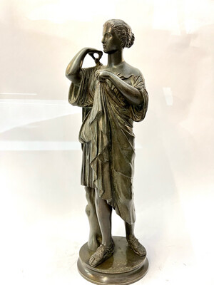 Artemis Bronze Skulptur , griechische Mythologie die Göttin der Jagd , des Waldes , der Geburt , Hüterin der Frauen und Kinder, bronze statue of the greek goddess Artemis 19th century 