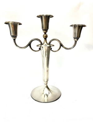 Kandelaber Kerzenleuchter für 3 Kerzen 835 Silber Deutschland Firma „Bruckmann“ Art Deco um 1930 Armleuchter, solid silver (835) candelabra candlestick for 3 candles Germany 