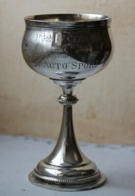 Trophäe Weinkelch in Silber Schweiz 1913 Autorennen Autosport, wine goblet swiss 800 silver trophy around 1913 motoring sport 