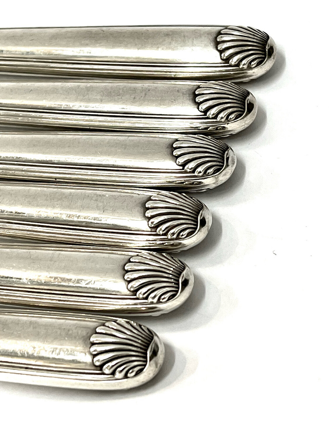 Tafelmesser Silber Frankreich Muschel Dekor Puiforcat um 1900,  french silver dinner knives with shell decoration
