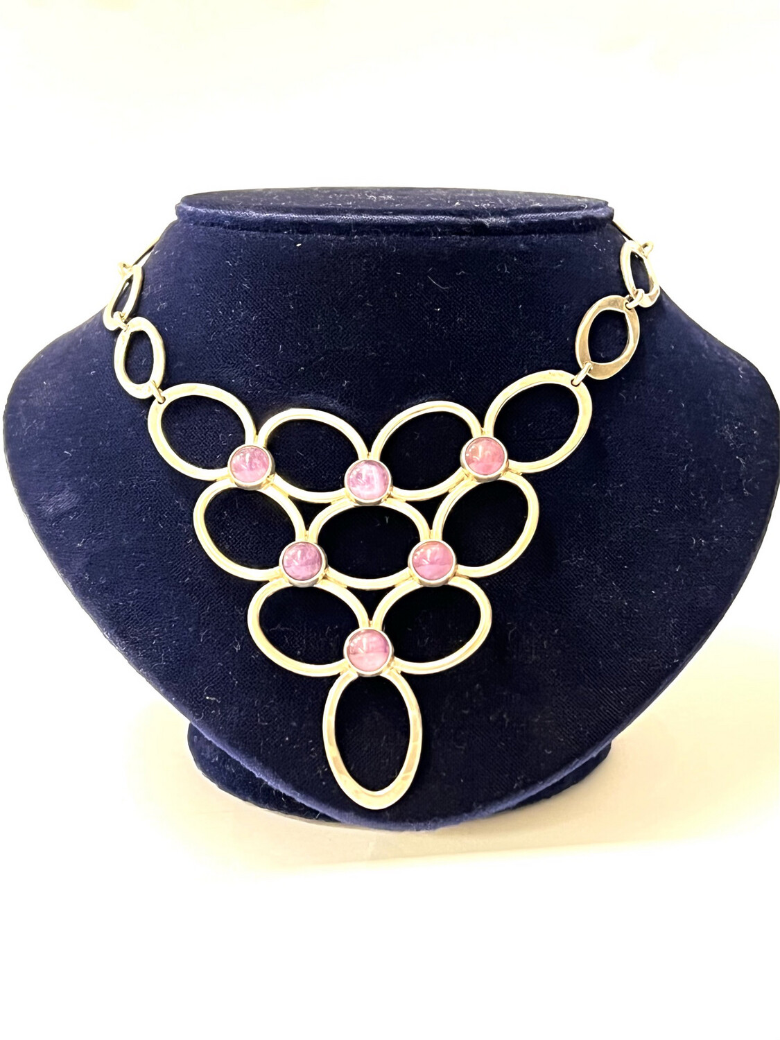 Collier necklace silver with amethyst cabochons 60&#39;s midcentury France with french hallmarks