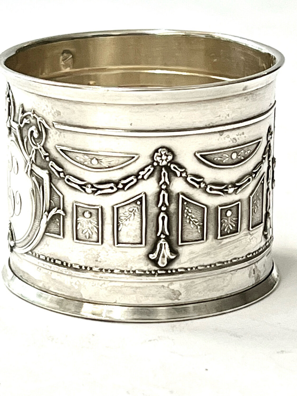 Serviettenring 800 Silber Frankreich um 1900 mit Initialen HC, french silver napkin ring 