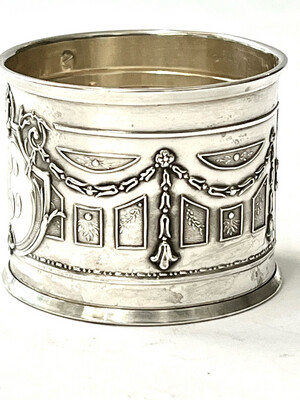 Serviettenring 800 Silber Frankreich um 1900 mit Initialen HC, french silver napkin ring 