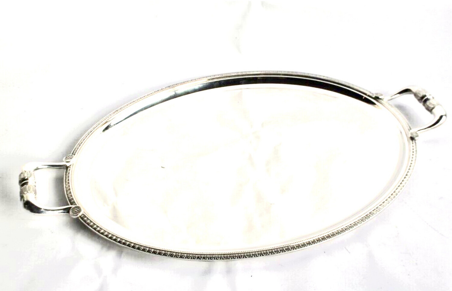 Large silver plated tray with handles from the French brand Christofle model Malmaison France