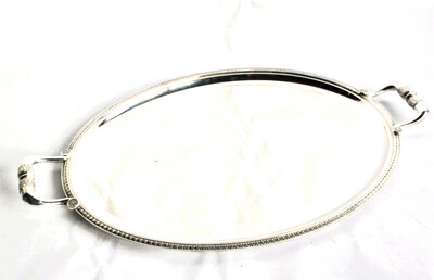 Large silver plated tray with handles from the French brand Christofle model Malmaison France
