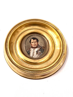Napoleon Hinter Glas Malerei im Messing Rahmen Frankreich 19.Jahrhundert