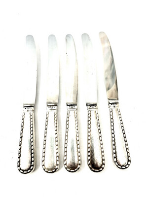 Georg Jensen 5 small knives sterling silver, rope design, rep, rope 1908-1914 Denmark