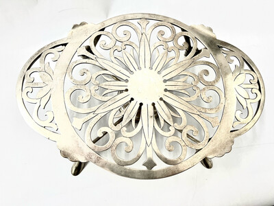 Christofle warming plate, warming plate with rechaud, silver-plated , France , made around 1900