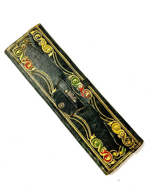 Leather case for needles Needle case embossed and colored with pattern around 1900 from England Großbritannien 