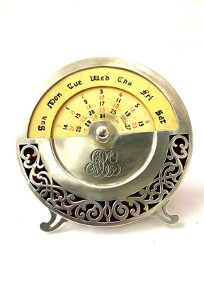 Perpetual calendar 925 silver sterling USA United States around 1900 brand Black Starr &amp; Frost , with dial to turn for days , days of week  