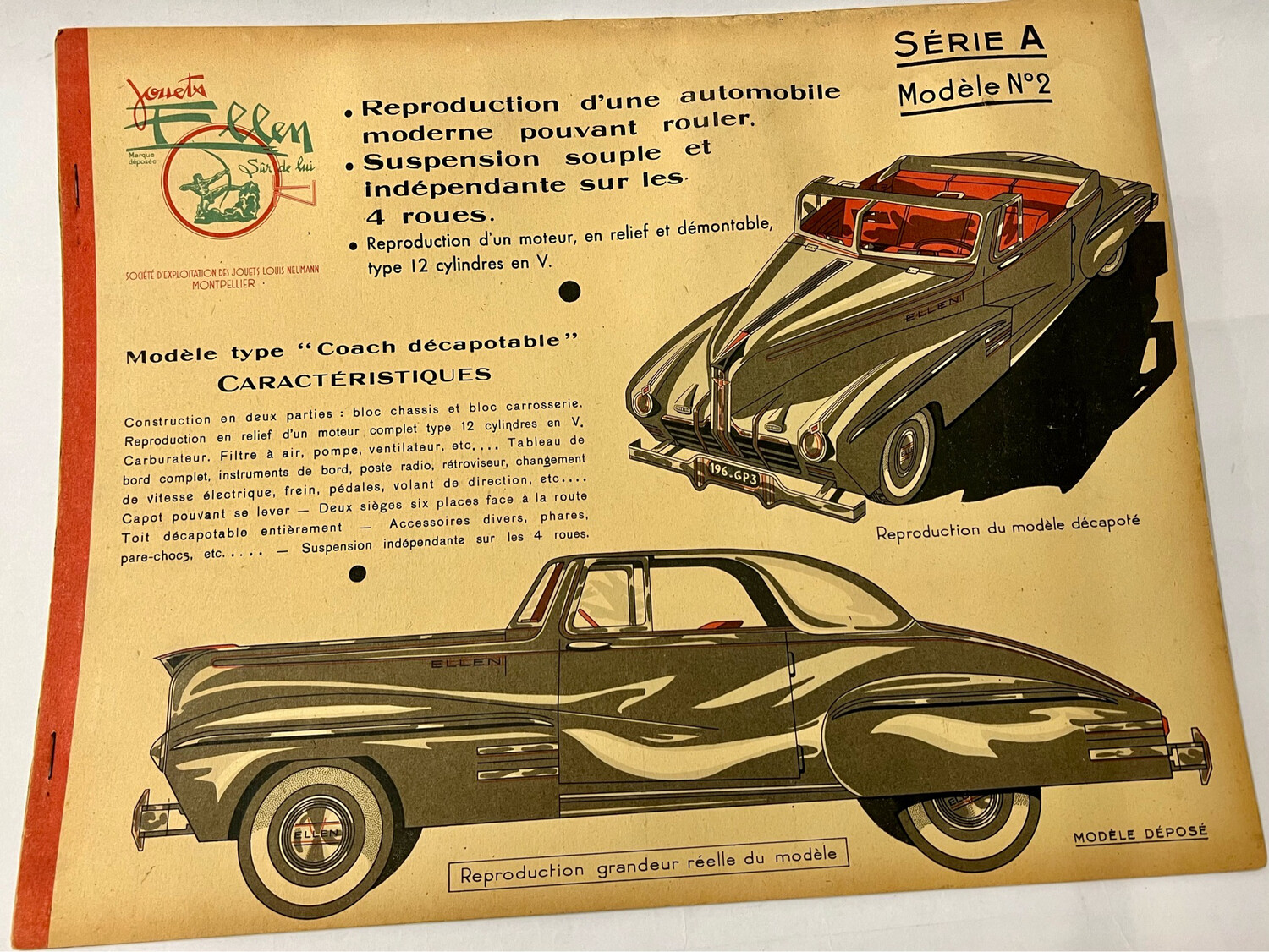 Children&#39;s craft book from the 1940s for making an automobile