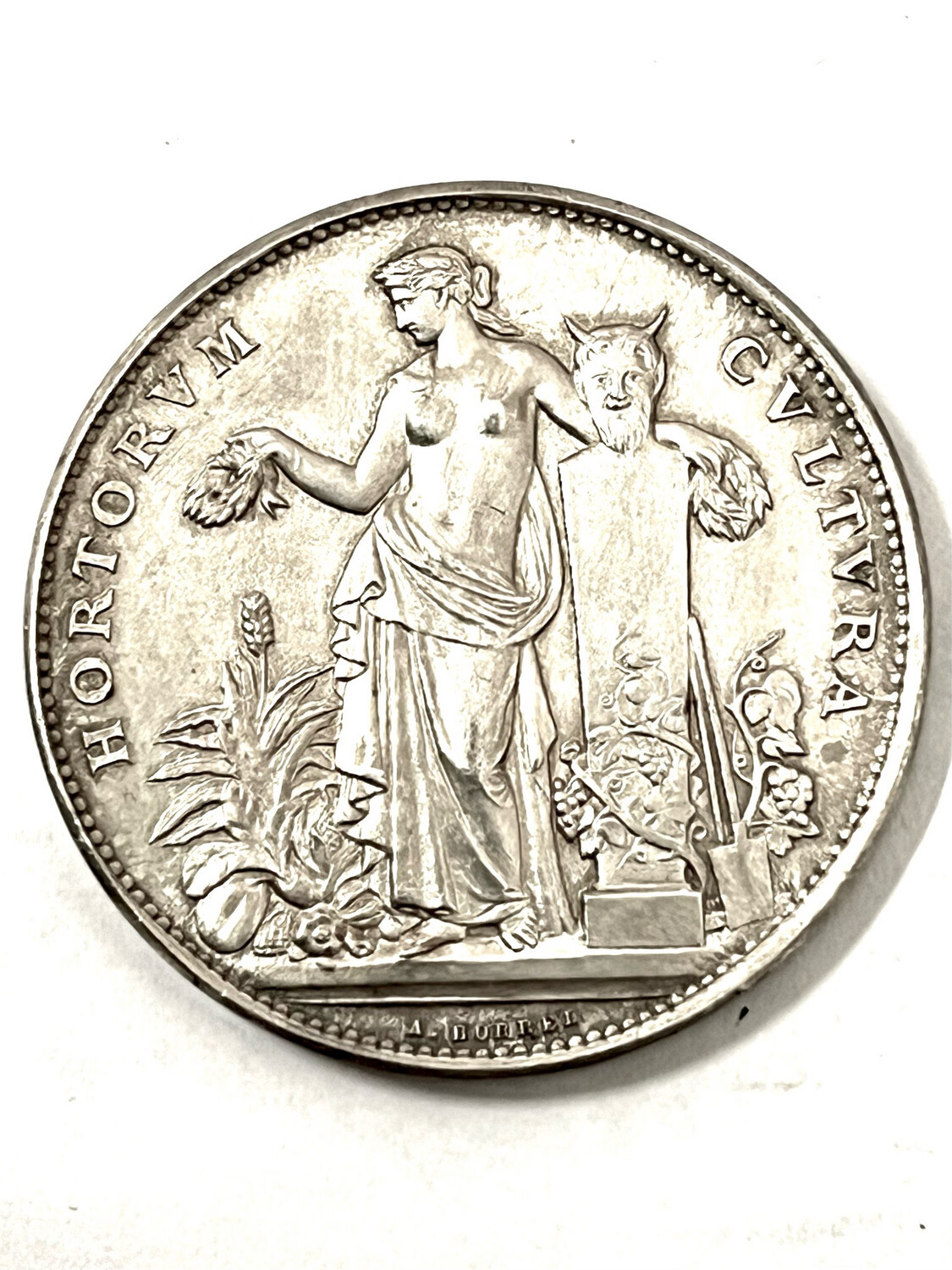 Medal Agricultural Economy Agriculture Silver France 1895 signed by the engraver, artist, A.Burrel