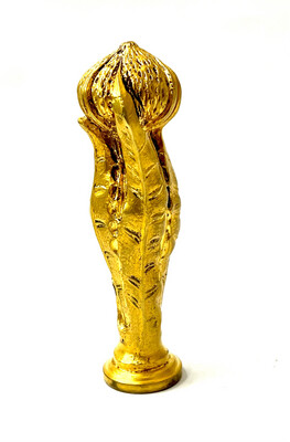 Signet seal gold plated bronze signed artist sculptor Marionnet France around 1900 initials perhaps P.D. in Gothic letters script