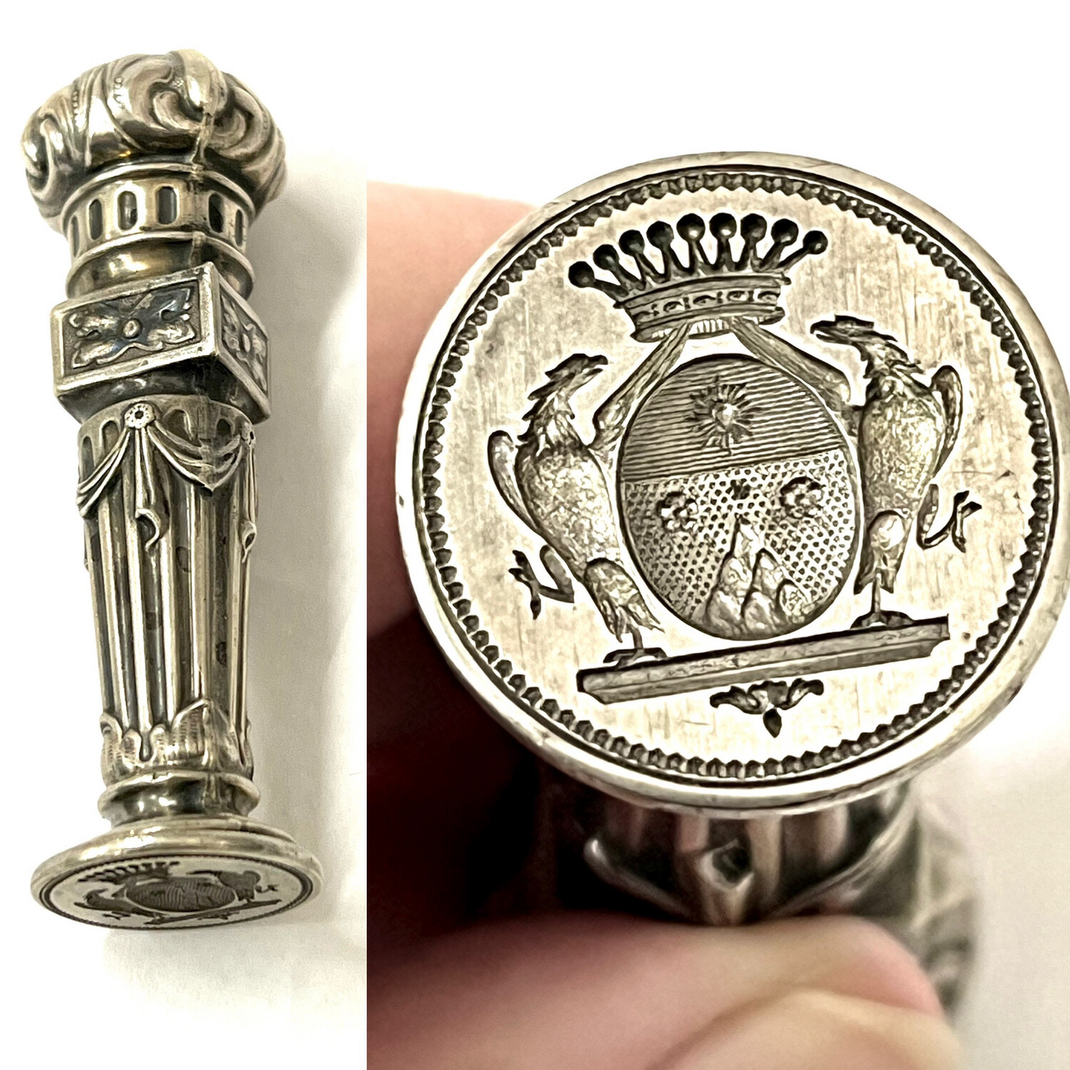 seal silver France fantastic coat of arms Count approx. 1850 19th century noble 