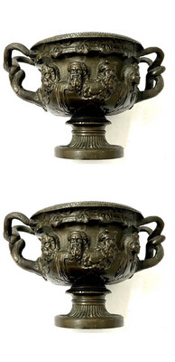 Pair of bronze Warwick vases France around 1832  ancient Copies of Roman vases, signed Achille Collas
