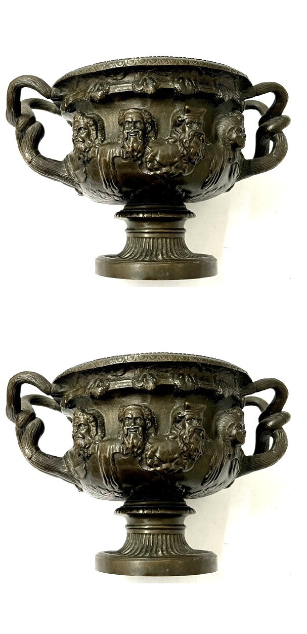 Pair of bronze Warwick vases France around 1832  ancient Copies of Roman vases, signed Achille Collas