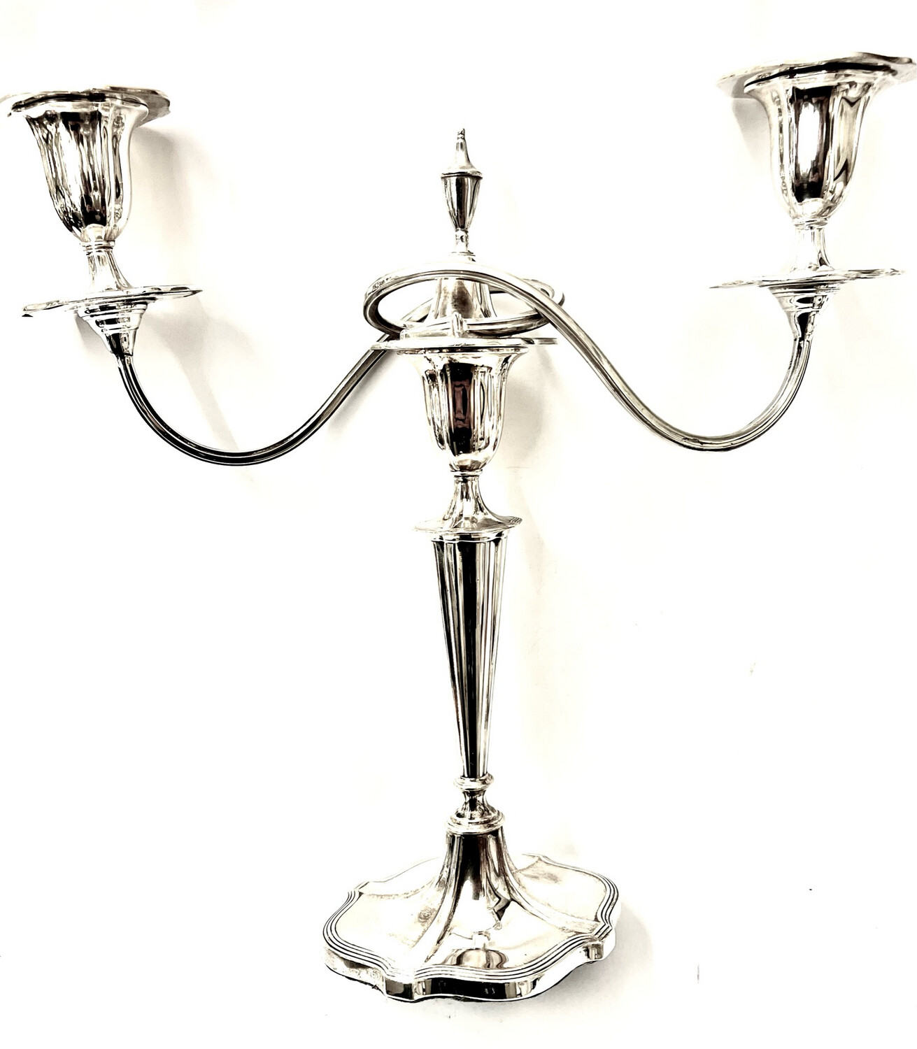 Candelabra candlestick with attachment for 2 candles 925 sterling silver England Great Britain 1921 Walker &amp; Hall for 1 or 2 candles