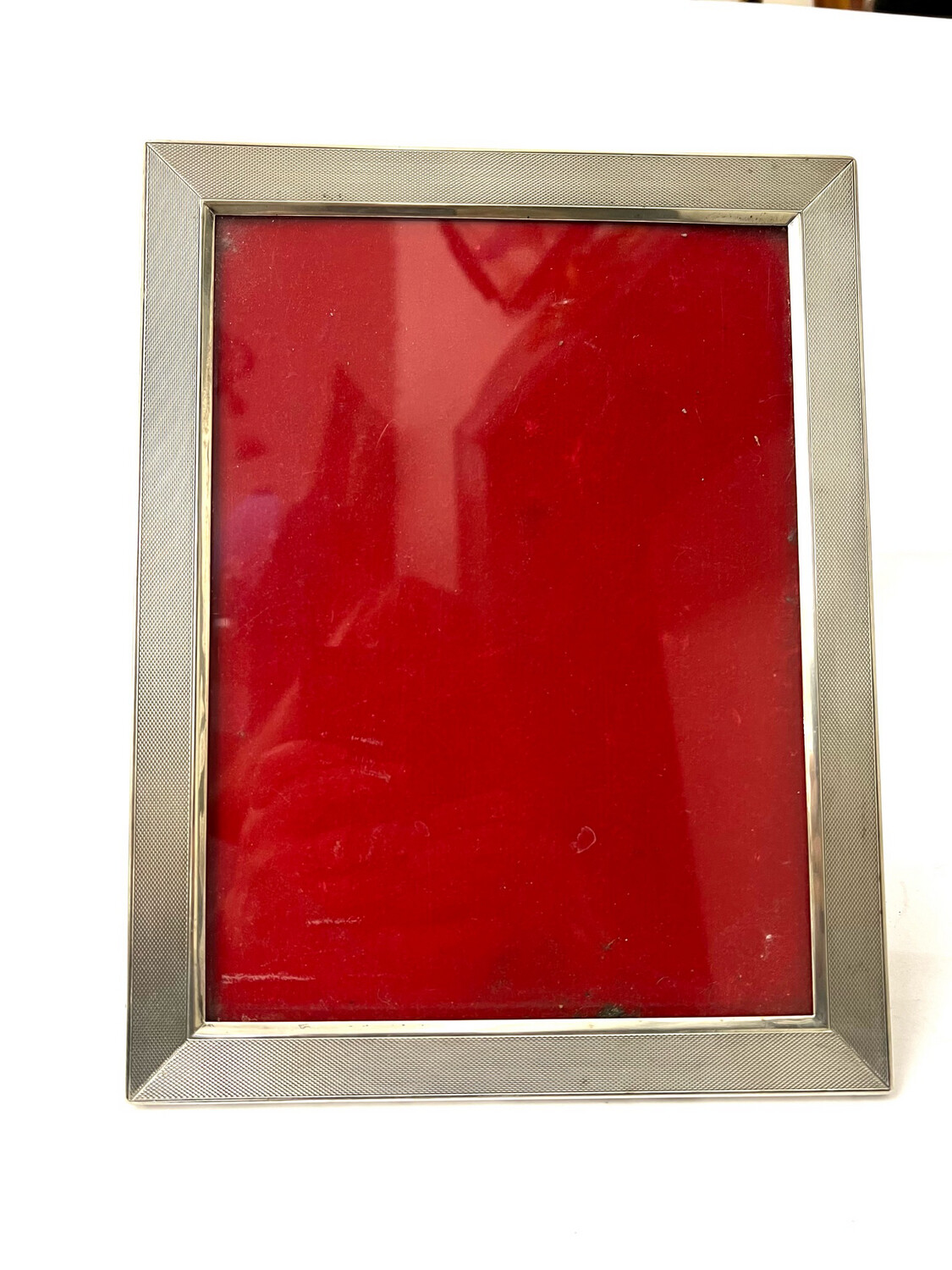 Photo frame picture frame 27 cm x 21 cm sterling silver with wooden back panel, probably 1960s