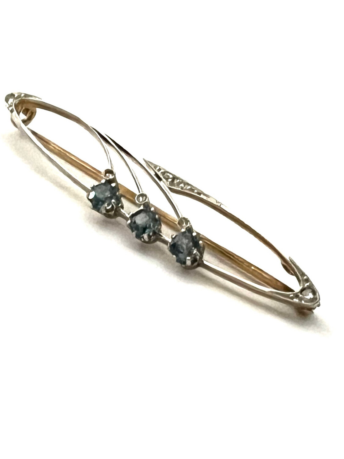 585 gold brooch with sapphires and rose diamonds Art Nouveau Art Deco