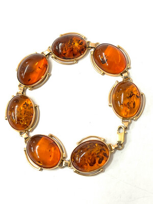Bracelet 585 gold with amber around 1950