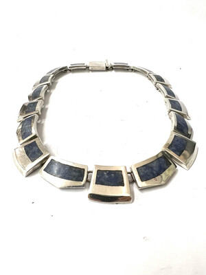 Necklace necklet 950 silver Mexico Taxco with lapis lazuli, probably 1960s There is also the matching bracelet on offer separately 