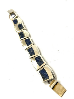 Bracelet 950 silver inlaid with lapis lazuli Mexico Taxco probably 1960s Mexico There is a matching necklace, which we also offer