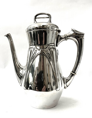 Jugendstil Kaffee Kanne Kaffeekanne 800 Silber Deutschland um 1905, German art nouveau silver coffeepot