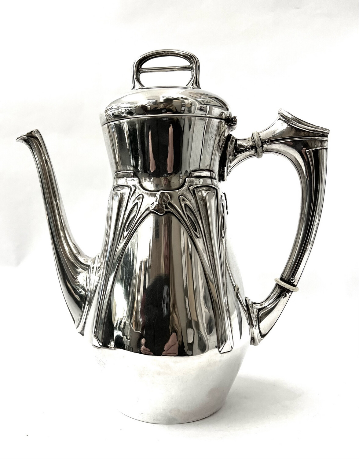 Jugendstil Kaffee Kanne Kaffeekanne 800 Silber Deutschland um 1905, German art nouveau silver coffeepot