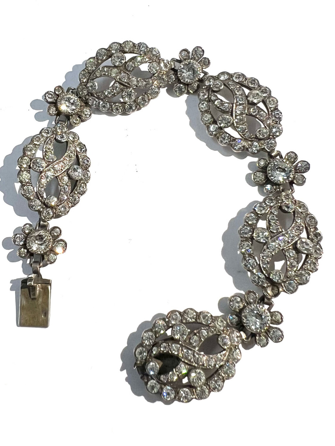 Bracelet 800 silver rhinestones France 19th century around 1850 antique