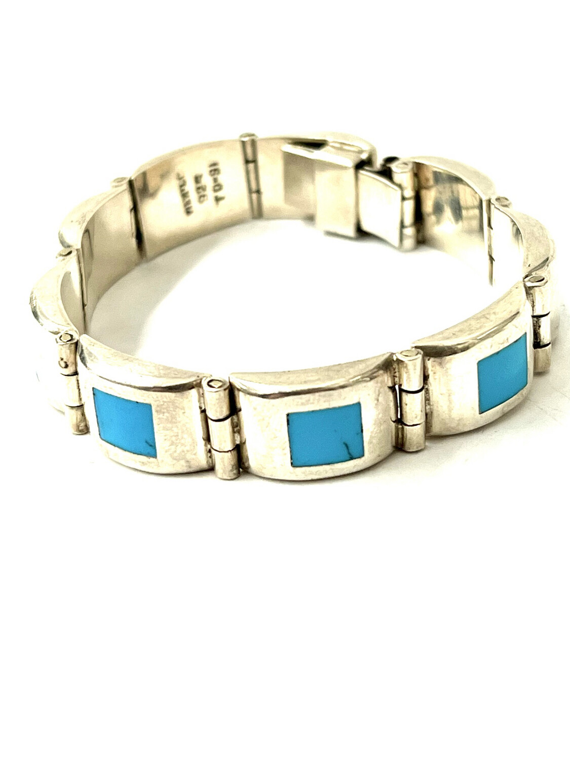 Sterling silver bracelet with inlaid turquoise Mexico