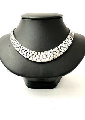 Necklace modernist heavy solid 143g, 925 sterling silver midcentury signed Exign Sweden