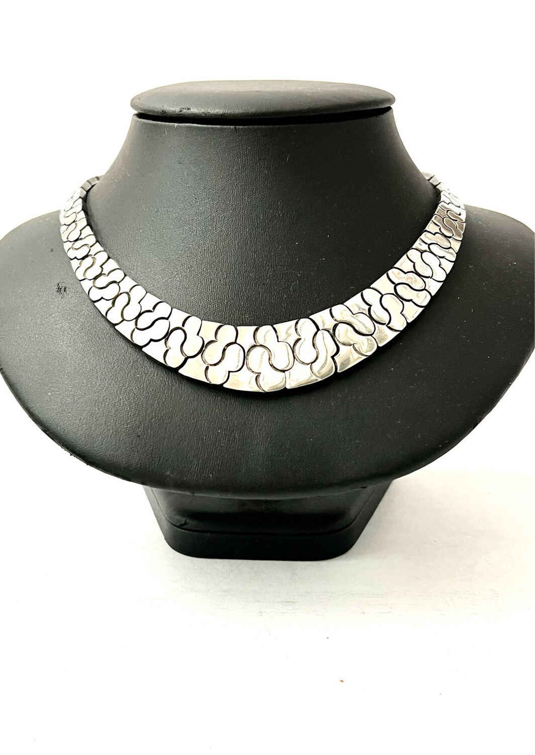 Necklace modernist heavy solid 143g, 925 sterling silver midcentury signed Exign Sweden