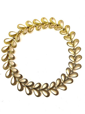 Necklace choker or Torque signed by german jewellery maker Theodor Fahrner silver gold plated with marcasites made around 1930 in Germany .There is a matching bracelet for the necklace