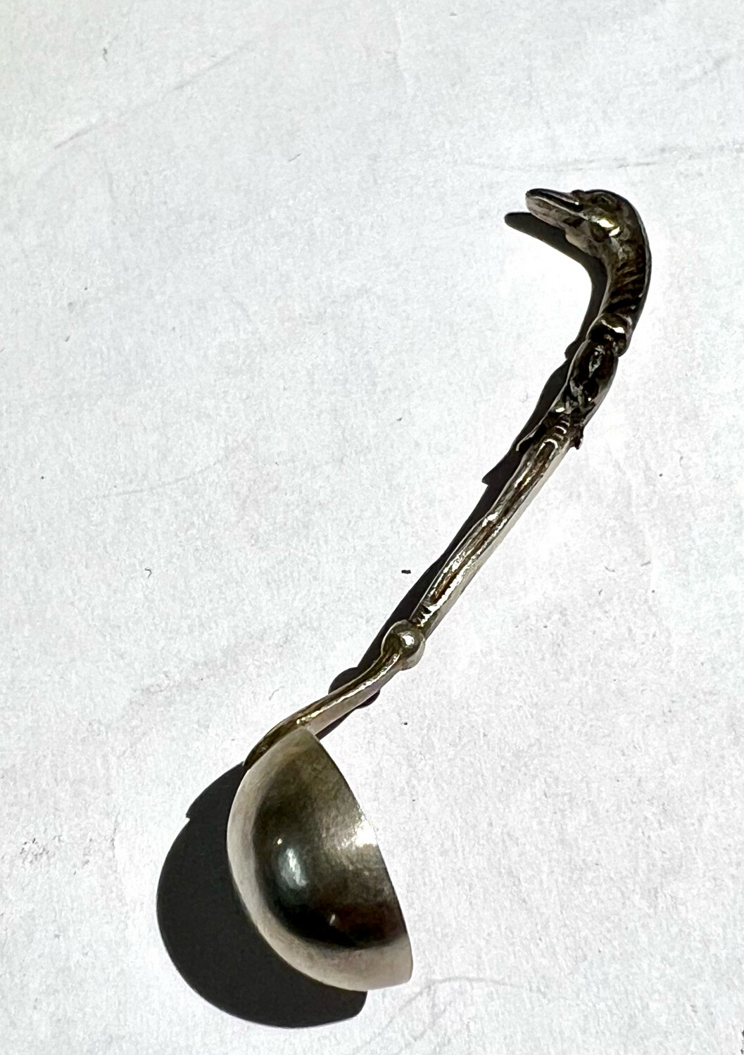 Salt spoon miniature silver spoon the end of the spoon decorated with the shape of a swan&#39;s head, very unusual